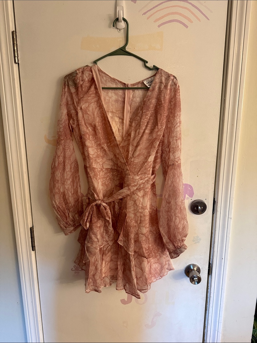 Hello Molly Dusty Pink Floral Long Sleeve Wrap Dress